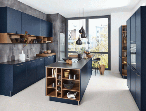 Sapphire blue lacquer kitchen cabinets PK035