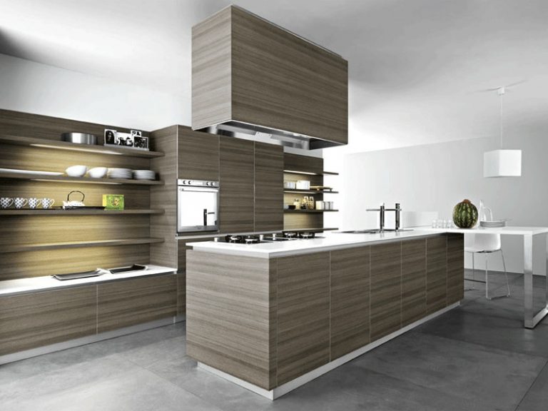 Italian Kitchen Wooden Color High Quality Cleaf material cabinets