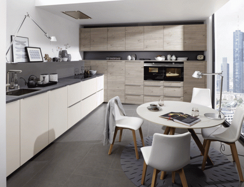 Wooden color HPL kitchen cabinet HK045
